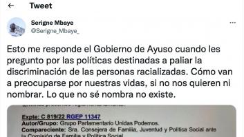 Serigne Mbaye cuenta lo que le ha respondido el Gobierno de Ayuso por escribir "racializadas"