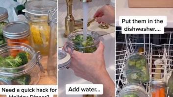 El surrealista pero eficaz método para cocinar verduras en el lavavajillas
