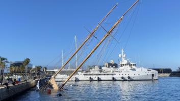 Un barco de Salvamento Marítimo choca con un yate en el Puerto de Tarragona y lo hunde