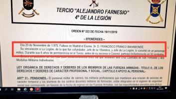 El Ejército investiga un boletín de la Legión en el que se loa a Franco como "un personaje mítico"