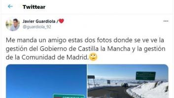 Un diputado del PSOE denuncia con dos fotos la gestión del temporal que está haciendo Ayuso
