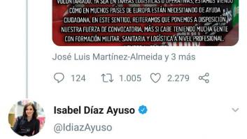Díaz Ayuso elogia al grupo ultraderechista Frente Atlético por ofrecerse a ayudar con el coronavirus