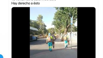 La imagen de dos trabajadores de la limpieza de Madrid en plena ola de calor que indigna en redes