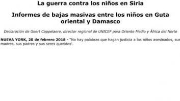 Unicef difunde un comunicado en blanco porque se ha quedado "sin palabras"
