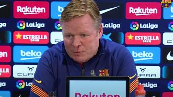Koeman, entrenador del Barça, comienza a sangrar por la nariz en plena rueda de prensa