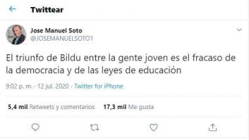 Un diputado de Bildu responde a este difundido tuit de José Manuel Soto