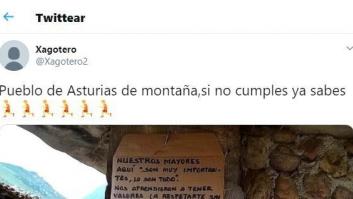 Este ejemplar cartel en un pueblo de Asturias se convierte en un fenómeno en Twitter