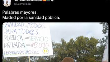 Luz Sánchez-Mellado publica un tuit de la manifestación sanitaria y enamora a Twitter al momento