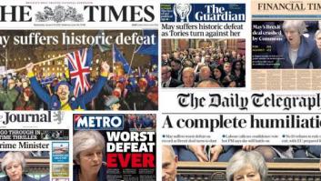 Las portadas de la derrota histórica de May en el Parlamento