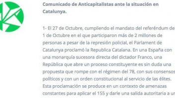 El sector Anticapitalistas de Podemos habla de "la nueva república catalana"