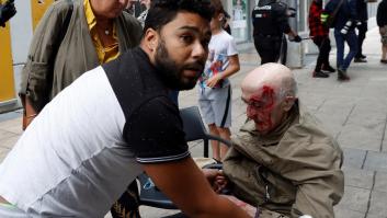 Un anciano ajeno a las protestas, herido en la cabeza durante las cargas en Mondragón tras un acto de Vox