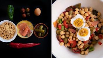 Recetas fáciles: ensalada de garbanzos, salmón ahumado y huevo