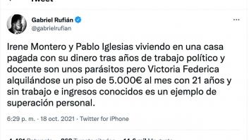 A Rufián casi no le caben los 'me gusta' en Twitter tras este tuit sobre Victoria Federica