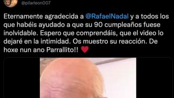 Rafa Nadal le envía un vídeo por su 90 cumpleaños y su reacción emociona a todo Twitter
