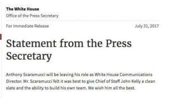 Trump prescinde de Anthony Scaramucci como jefe de comunicaciones de la Casa Blanca, según 'The New York Times'