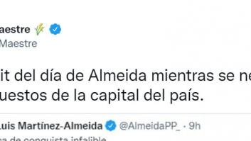 Rita Maestre retrata a Almeida al compartir el único tuit que ha publicado este jueves
