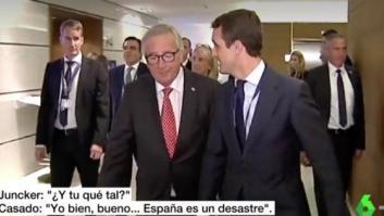 Pablo Casado, 'pillado' diciéndole a Juncker que "España es un desastre"