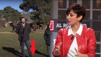 Isabel Rodríguez, irónica al darse cuenta de un detalle del 'look' de Casado en una granja