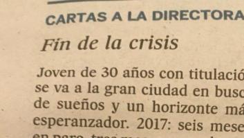 La demoledora carta de una joven a la directora de 'El País' sobre la precariedad y el fin de la crisis