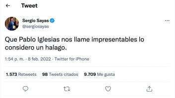 Pablo Iglesias responde con una rotundidad inimaginable a este tuit del diputado Sergio Sayas