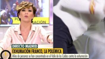 Una franquista abandona indignada una entrevista en directo en "Ya es mediodía" tras un encontronazo con Sónsoles Ónega