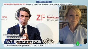 Esperanza Aguirre, fiel a su curioso estilo, responde así a las palabras de Aznar sobre Vox