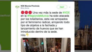Cachondeo con este tuit de Vox denunciando un ataque a su sede en Murcia durante el 8-M