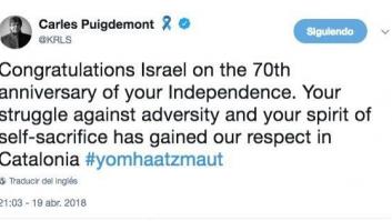 Puigdemont y la CUP se enfrentan en Twitter por el aniversario de Israel