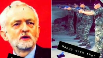 Un grupo de militares disparara a una foto de Jeremy Corbyn