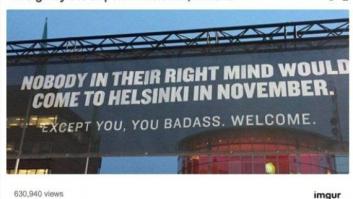 El genial cartel de bienvenida del aeropuerto de Helsinki