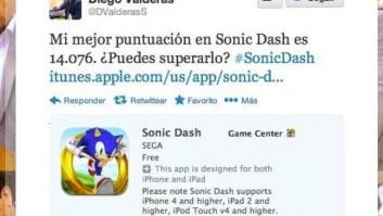 Diego Valderas publica en Twitter su puntuación en el juego Sonic Dash: "¿Puedes superarlo?"