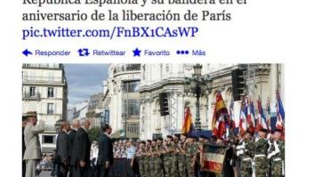 Hollande rinde homenaje a la bandera republicana española, que volvió a ondear en París