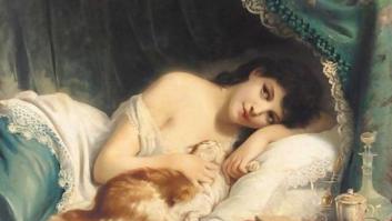 Grandes pinturas de mujeres descansando... con gatos