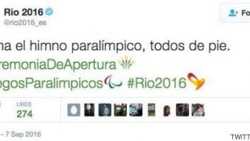 La cuenta oficial de Río 2016 en Twittter la lía durante la apertura de los Juegos Paralímpicos