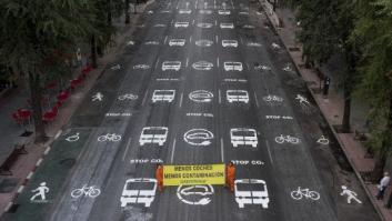 Greenpeace 'rediseña' una céntrica calle de Madrid en el Día Sin Coches