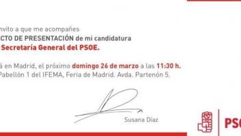 Así es la invitación de Susana Díaz a la presentación de su candidatura