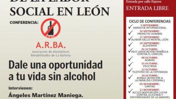 Cachondeo con el desafortunado detalle en este cartel de una asociación de alcohólicos de León
