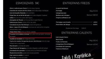Un restaurante de Lleida ofrece en su carta "Guardia Civil andaluz a la brasa"