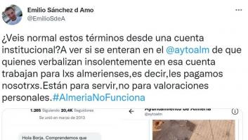 Las respuestas del Ayuntamiento de Almería a un vecino que indignan en Twitter