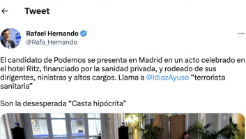 Roberto Sotomayor, de Podemos, supera los 5.000 'me gusta' con su respuesta a este tuit de Hernando