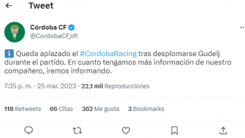 El susto que congeló el Nuevo Arcángel: un jugador del Córdoba sufre un infarto en pleno partido