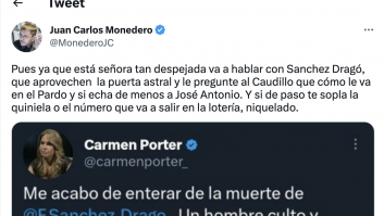 Carmen Porter responde a este tuit de Juan Carlos Monedero sobre ella y Sánchez Dragó