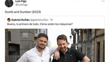 Rufián destroza a Figo con su respuesta a este tuit criticando su foto con Pablo Iglesias