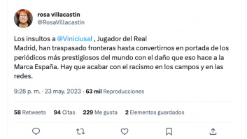 Rosa Villacastín se confunde al citar a Vinicius y el tuitero al que nombra arrasa con su reacción