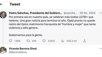 Recuperan el tuit que Barrera, el vicepresidente torero de Vox, puso a una cuenta parodia de Sánchez