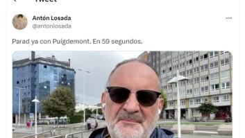 Antón Losada entra de lleno a opinar sobre "lo de Puigdemont": en un solo minuto lo dice todo