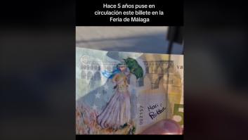 'Soltó' este billete de 5 euros en Málaga hace cinco años y ahora se entera de dónde está y qué pasó