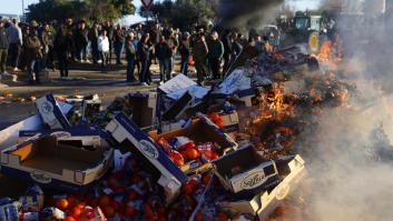 Los agricultores franceses atacan a los camioneros españoles y queman su fruta