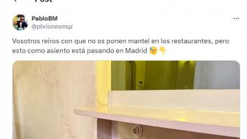 Fotografía lo que un restaurante de Madrid ha puesto como asiento: "Es una tomadura de pelo"