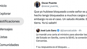 El alcalde de Sevilla dice que Óscar Puente lo ha bloqueado en X: el ministro lo ve y así reacciona